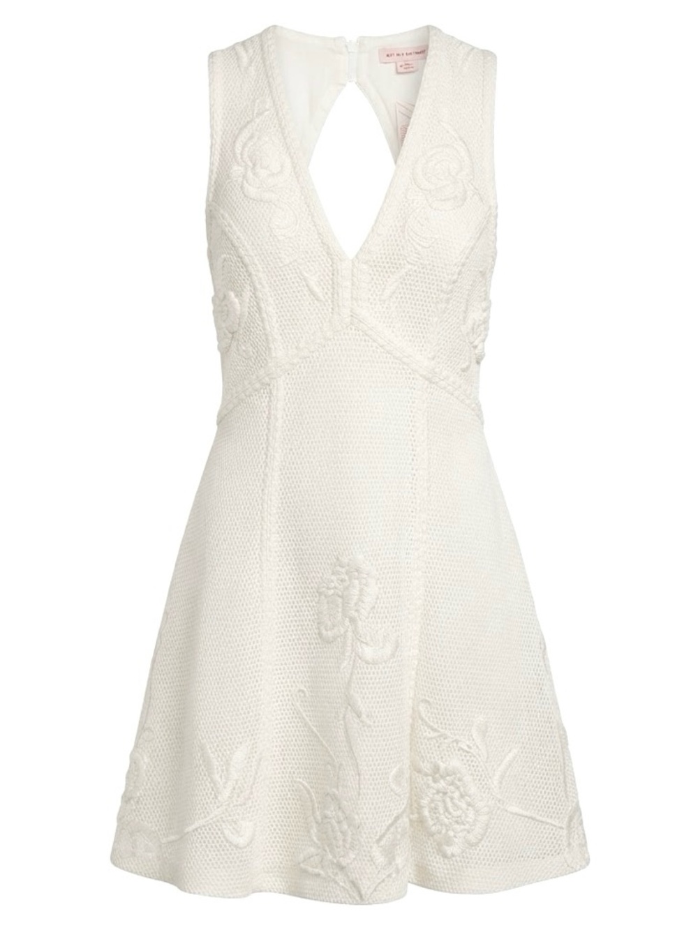 Anthropologie Pallavi Mohan Beaded Embroidered Rosette Ivory Lace Mini Dress NWT